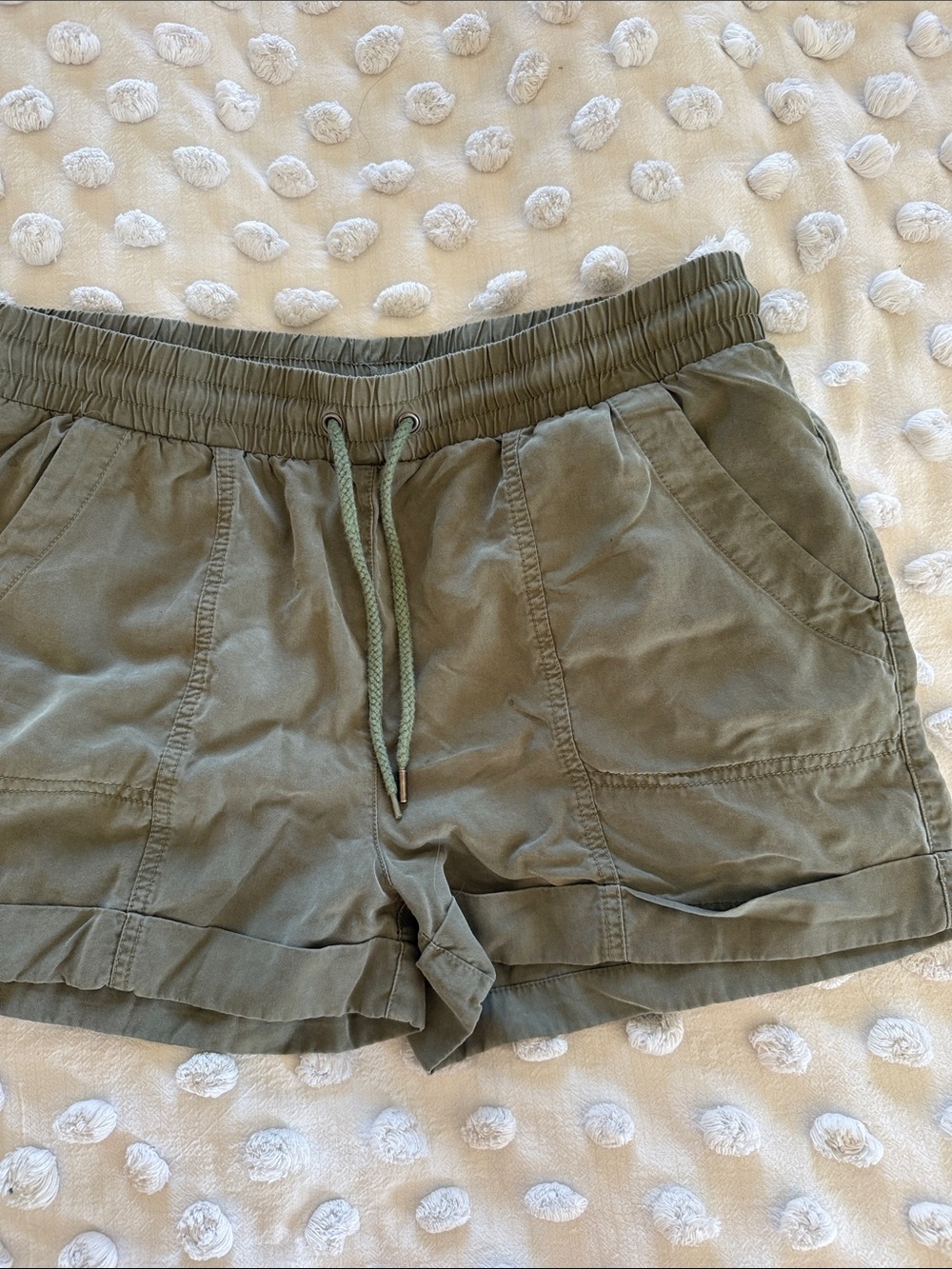 Women's Olive Drawstring Utility Shorts